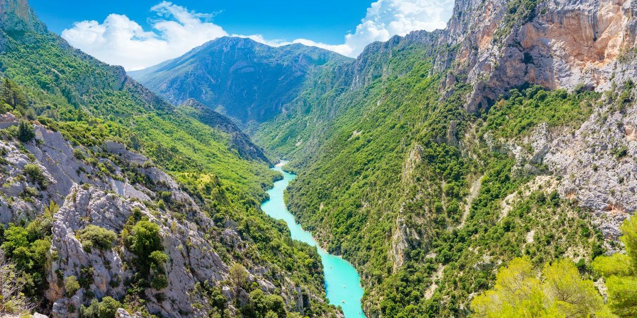 Gorges du Verdon cliffs and river Provence France summer landscape